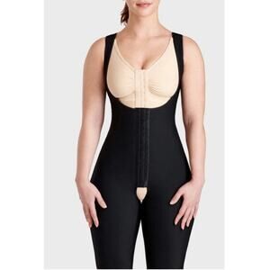 Marena Recovery Short Length Compression Girdle Full Bodysuit in Black, M